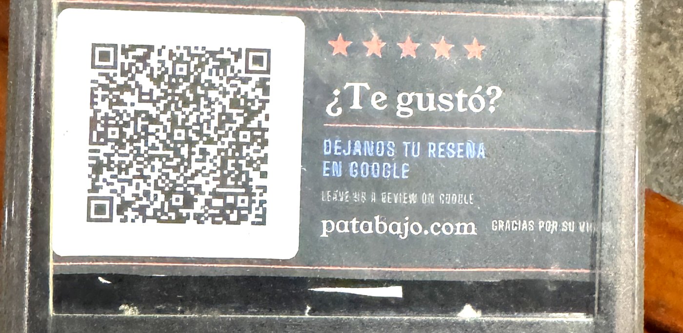 Servilletero de Pata Bajo con c&oacute;digo QR para dejar rese&ntilde;a en Google